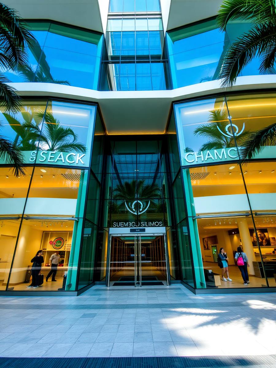 Centro comercial con locales y áreas de circulación